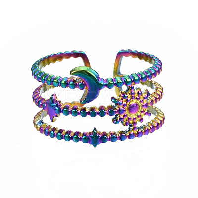 Sun & Moon & Star Cuff Rings RJEW-N038-017-1
