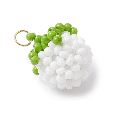 Glass Seed Beaded Tomato Pendants PALLOY-MZ01081-02-1
