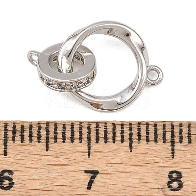 Brass Micro Pave Clear Cubic Zirconia Twisted Ring Links KK-G544-45P-1