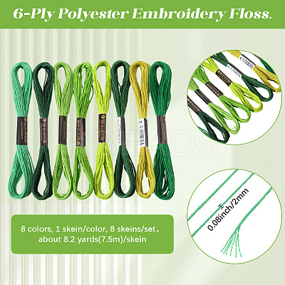 8 Skeins 8 Colors 6-Ply Polyester Embroidery Floss OCOR-CY0002-09C-1