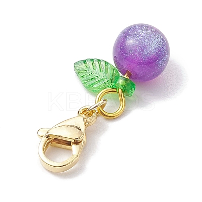 Round Resin Imitation Cat Eye Pendant Decortion HJEW-JM01986-01-1