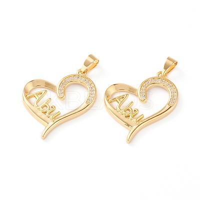 Brass Micro Pave Clear Cubic Zirconia Pendants ZIRC-J039-04G-1