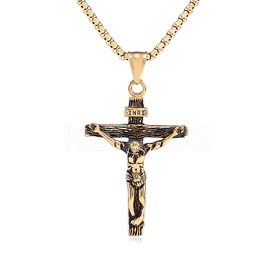 Cross Pendant Necklace with Jesus Crucifix Religious Necklace Sacrosanct Charm Neck Chain Jewelry Gift for Birthday Easter Thanksgiving Day JN1109C-1
