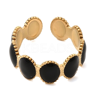 Oval 304 Stainless Steel Open Cuff Rings for Women RJEW-A091-12G-1