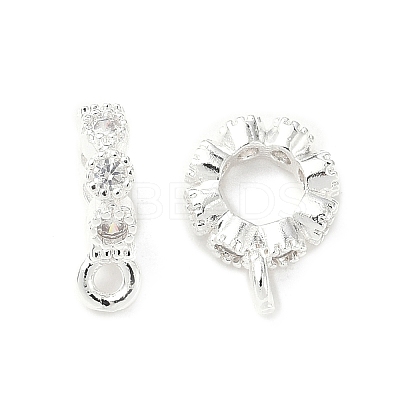Brass Micro Pave Clear Cubic Zirconia Tube Bails KK-A254-02B-S-1