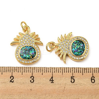 Brass Micro Pave Cubic Zirconia with Synthetic Opal Pendants KK-D096-01C-G-1