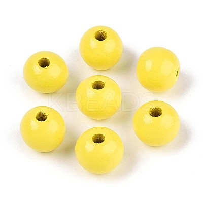 Spray Painted Round Natural Schima Wood Beads WOOD-A018-12mm-04-1