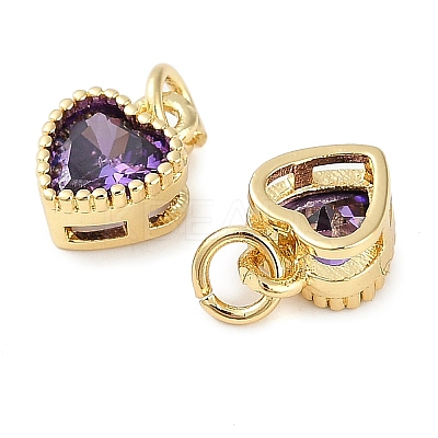 Real 18K Gold Plated Brass Inlaid Cubic Zirconia Charms ZIRC-L100-074G-03-1