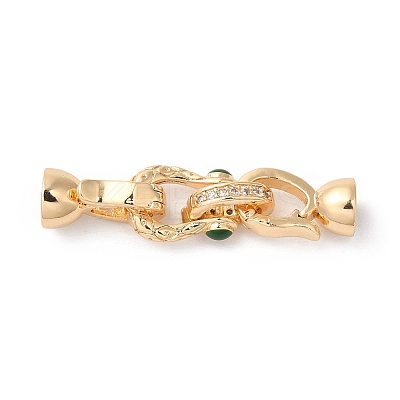 Brass Micro Pave Cubic Zirconia Fold Over Clasps KK-C062-082G-1