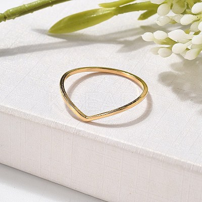 304 Stainless Steel V-shaped Plain Band Rings LS-RJEW-I110-02G-1