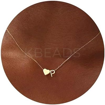 Simple Style Adjustable 316L Surgical Stainless Steel Heart and Initial Pendant Necklaces for Women WG95AEF-16-1