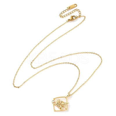 Brass Clear Cubic Zirconia Pendant Necklaces for Women NJEW-B121-01G-03-1
