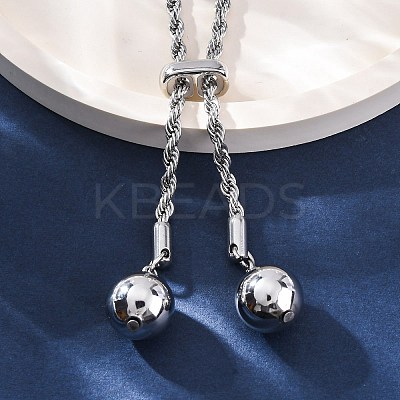 Round Brass Slider Lariat Necklaces for Women NJEW-G162-05P-1