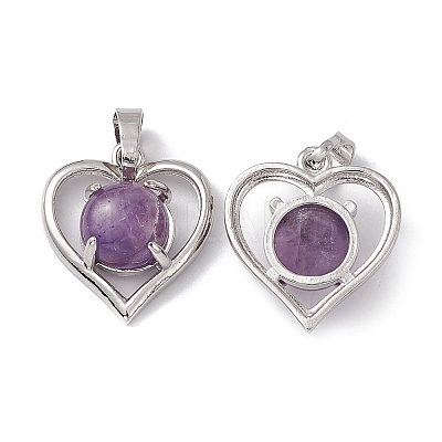 Natural Amethyst Pendants G-P484-04P-04-1