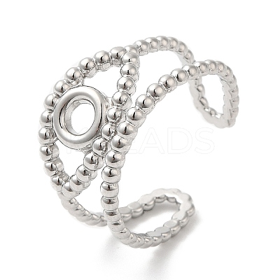 Non-Tarnish 304 Stainless Steel Hollow Evil Eye Open Cuff Ring for Women RJEW-I098-09P-1