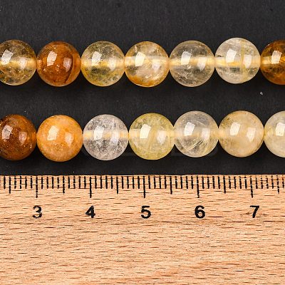 Natural Yellow Hematoid Quartz Round Beads Strands G-F266-09-8mm-1