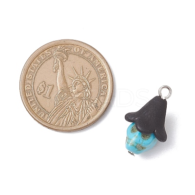 Dyed Synthetic Turquoise Pendants PALLOY-JF04264-1