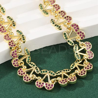 Brass Micro Pave Cubic Zirconia Link Bracelets for Women BJEW-Z126-05G-02-1