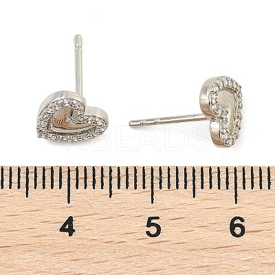 Brass Micro Pave Clear Cubic Zirconia Stud Earrings EJEW-R016-26P-05-1