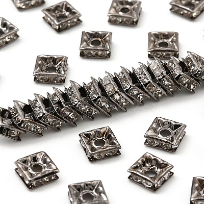 Brass Rhinestone Spacer Beads RB-A013-6x6-01B-1