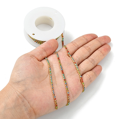Raw(Unplated) Brass Rhinestone Strass Chains CHC-YW0001-03-1