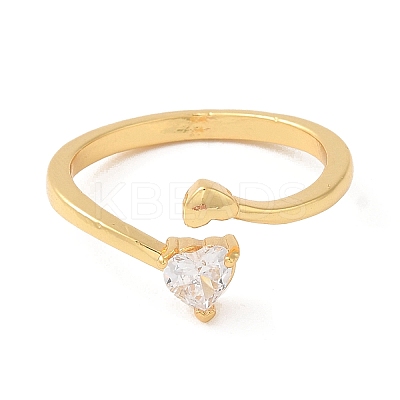 Rack Plating Brass Heart Solitaire Ring RJEW-Z014-02G-1