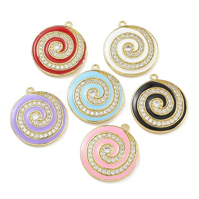 Rack Plating Brass Micro Pave Clear Cubic Zirconia with Enamel Charms KK-G515-18G-1