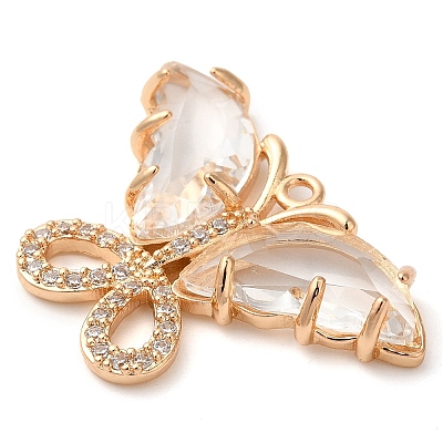 Rack Plating Brass Clear Cubic Zirconia Pendants KK-N255-10G-04-RS-1