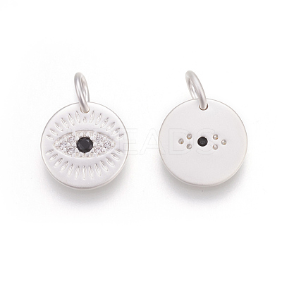 Brass Micro Pave Cubic Zirconia Charms KK-O118-16MS-1