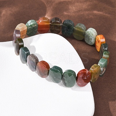 Natural Indian Agate Faceted Beaded Stretch Bracelets for Women BJEW-K251-07D-1