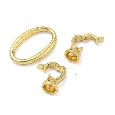 Oval Brass Fold Over Clasps KK-Z143-13G-1