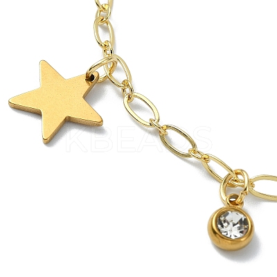 304 Stainless Steel Cable Chain Charm Bracelets for Women BJEW-JB11363-1