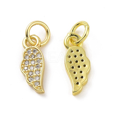 Brass Micro Pave Clear Cubic Zirconia Charms KK-E068-VF066-1