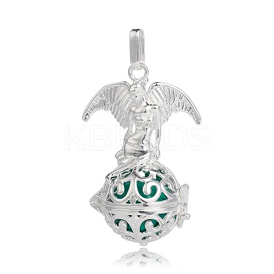 Silver Color Plated Brass Hollow Round Cage Pendants LS-KK-J248-07S-1
