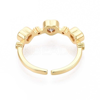 Brass Micro Pave Cubic Zirconia Cuff Rings for Women KK-T071-67G-1