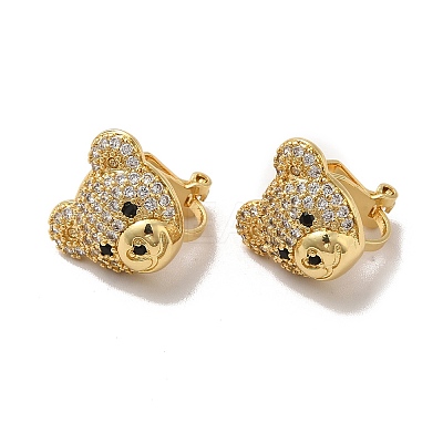Rack Plating Brass Micro Pave Cubic Zirconia Clip-on Earring EJEW-C057-09G-1