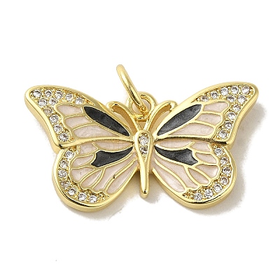 Brass Enamel Micro Pave Cubic Zirconia Pendants KK-Z042-05G-02-1