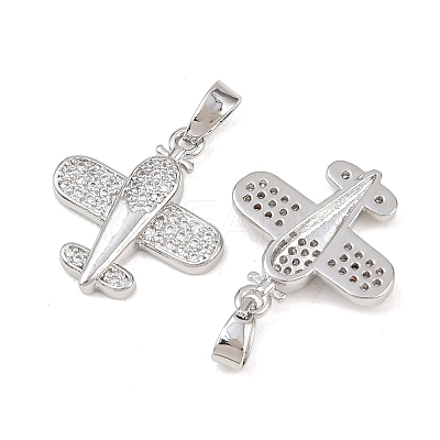 Brass Micro Pave Clear Cubic Zirconia Pendants KK-G549-18C-P-1