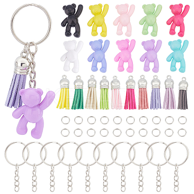 Opaque Acrylic Bear Keychain Making Kits DIY-NB0008-02-1