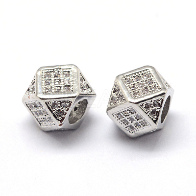 Rack Plating Brass Cubic Zirconia Beads LS-ZIRC-S029-02P-1