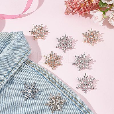 10Pcs 2 Colors Crystal Rhinestone Christmas Snowflake Brooch Pin JEWB-GF0001-29-1
