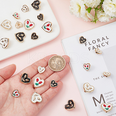 24Pcs 6 Style Alloy Enamel Shank Buttons BUTT-WR0001-19-1