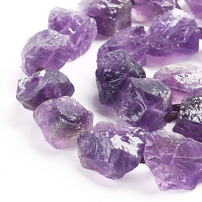 Raw Rough Natural Amethyst Beads Strands G-G838-01-1