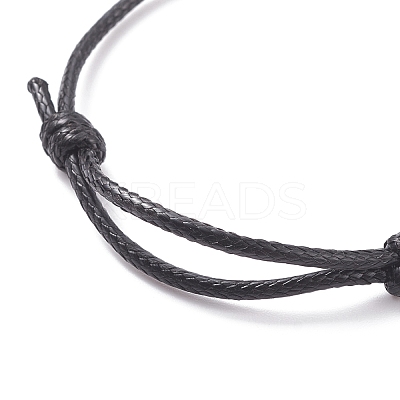 Natural Black Agate(Dyed & Heated) Disc Beaded Cord Bracelet BJEW-JB07686-03-1