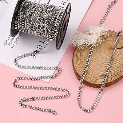 Tarnish Resistant 304 Stainless Steel Twist Chains CHS-K001-19-4.5mm-1