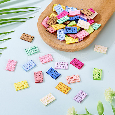 65Pcs 13 Colors Rectangle Hand Made Suede Clothing Label AJEW-TA0002-15-1