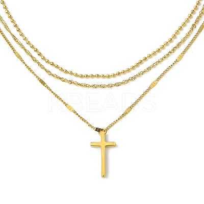 Cross 304 Stainless Steel Pendant Necklaces for Women NJEW-G157-07G-1