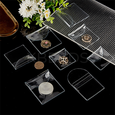 100Pcs 3 Sizes PVC Single Pocket Coin Sleeves Holders ABAG-GA0001-22-1