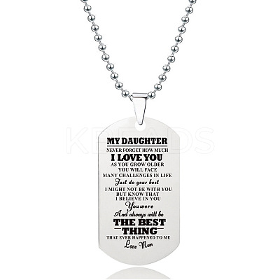 201 Stainless Steel To My Daughter Dog Tag Pendant Ball Chain Necklaces FS-WG527E6-22-1