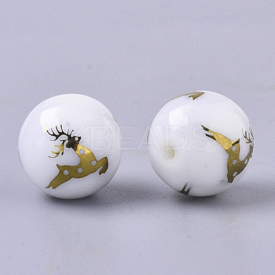 Christmas Opaque Glass Beads X-EGLA-R113-03C-1